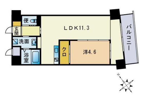 レジデンス住吉(1LDK/3階)の間取り写真