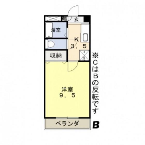 フォレスト東古松(1K/9階)の間取り写真
