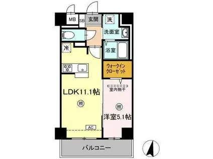 メゾン ド ウミライ松江駅前(1LDK/5階)の間取り写真