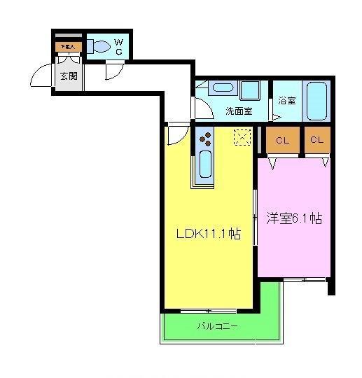 BENEVOLENCE三国ケ丘(1LDK/3階)の間取り写真