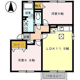 FLOR A棟(2LDK/1階)の間取り写真