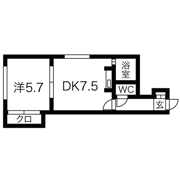 セレーナ南郷(1LDK/1階)の間取り写真