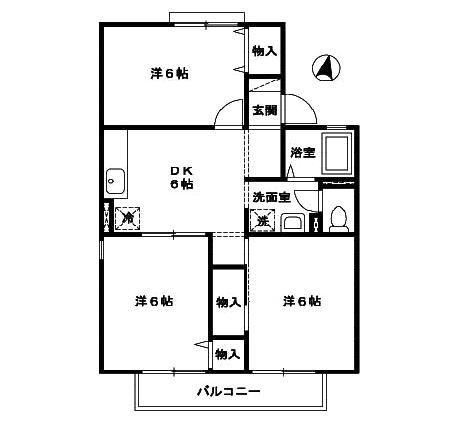 コーラルB(3DK/2階)の間取り写真