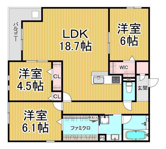 エステート南塚口(3LDK/3階)の間取り写真