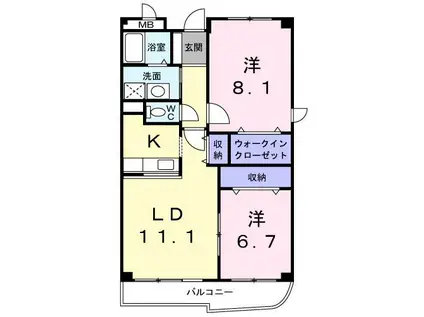 グランデ-ジ池田(2LDK/2階)の間取り写真