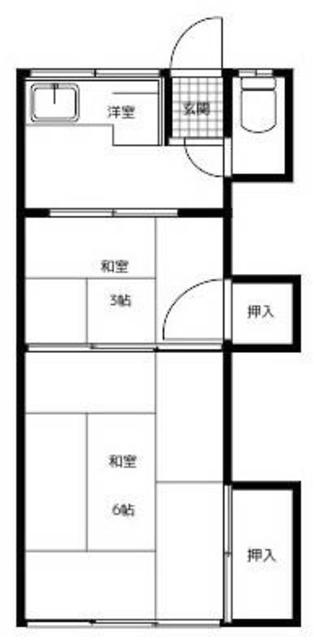 大塚荘(2K/1階)の間取り写真