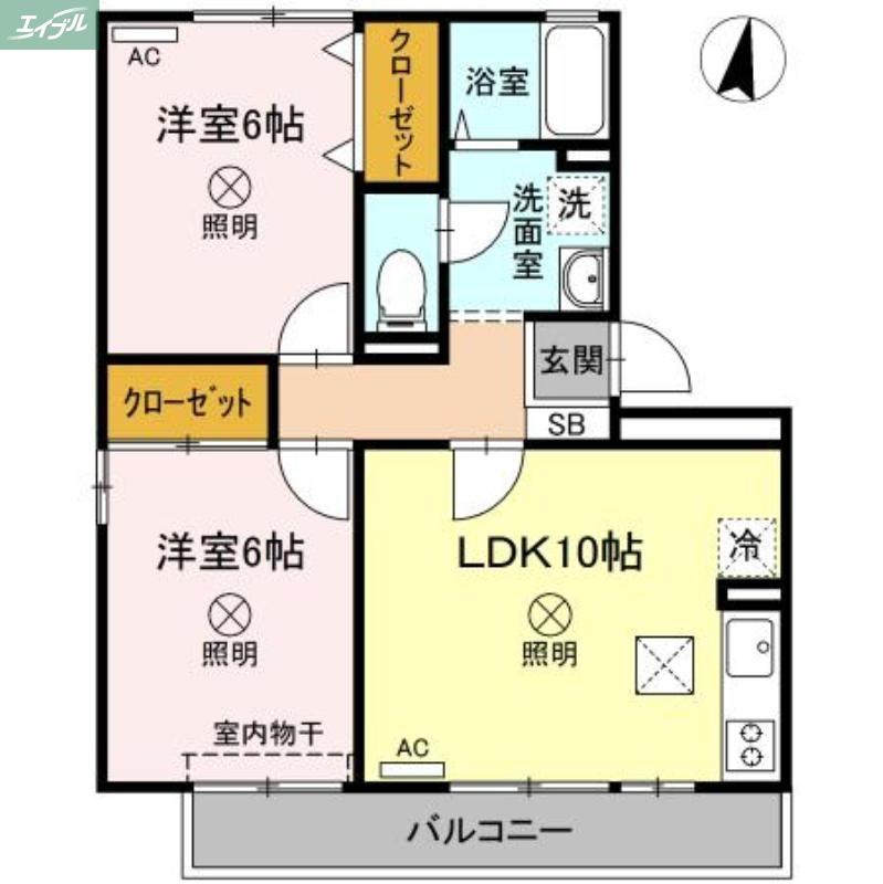 ラフィネ高柳(2LDK/1階)の間取り写真