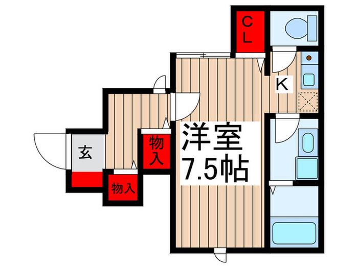 クレアール柴又874番館(ワンルーム/1階)の間取り写真