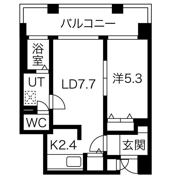 オタルベイサイドシティ7(1LDK/2階)の間取り写真
