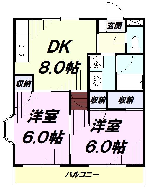 ドームハウス(2DK/3階)の間取り写真