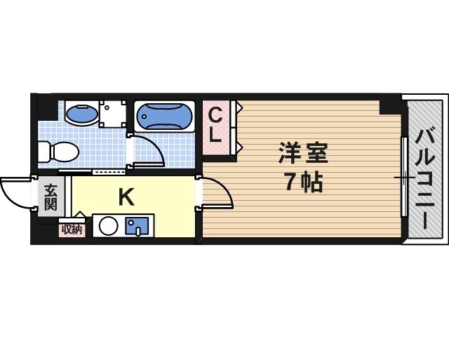 エクセル杭全(1K/8階)の間取り写真