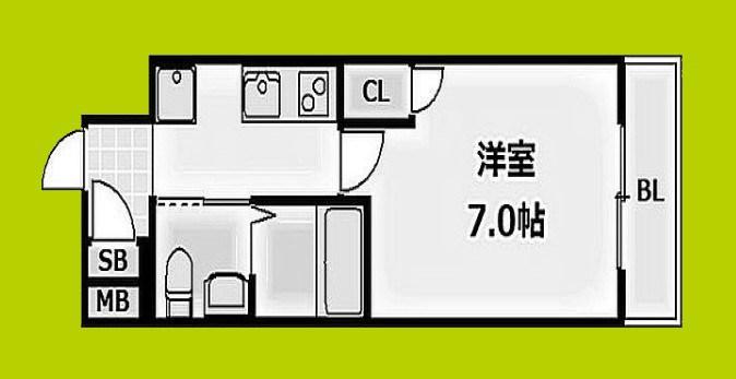 クリスタル昭和(1K/5階)の間取り写真
