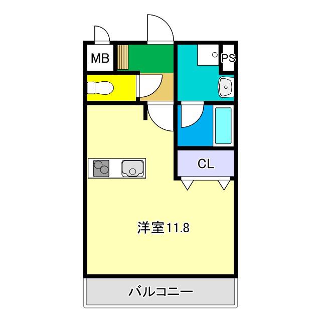 レアシス(ワンルーム/5階)の間取り写真
