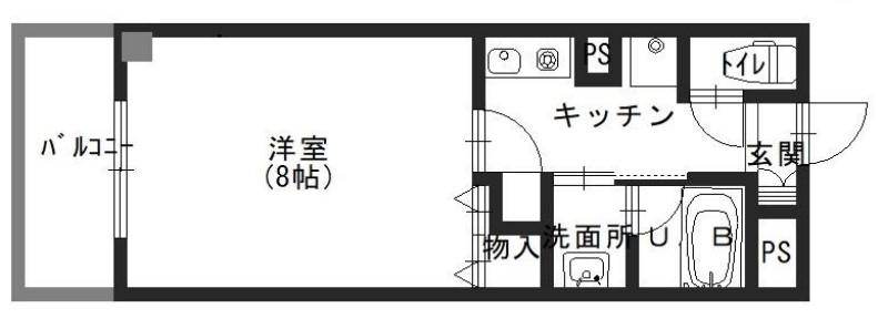 ネモフィラ東大阪(1K/2階)の間取り写真