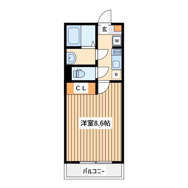 カインドネス相模大野2(1K/3階)の間取り写真