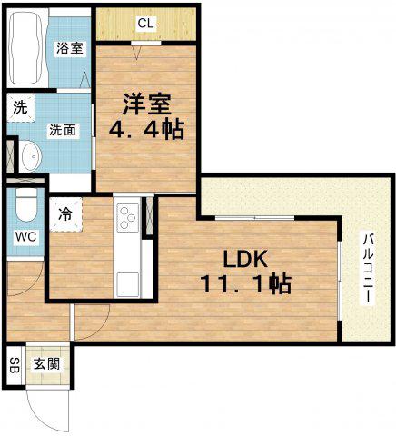 BLANCHEUR関目(1LDK/3階)の間取り写真