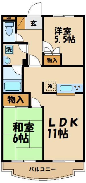 ブリージングタウンエミネンス(2LDK/2階)の間取り写真