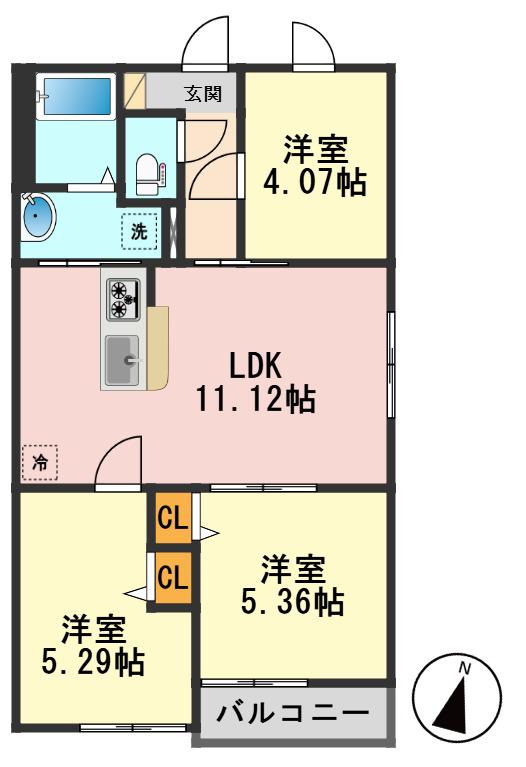 クレディ高砂レジデンス(3LDK/3階)の間取り写真