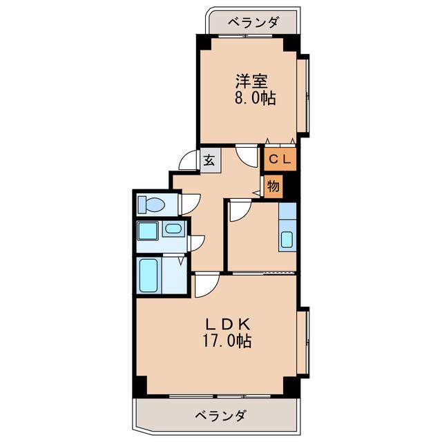 第3タジックビル(1LDK/12階)の間取り写真