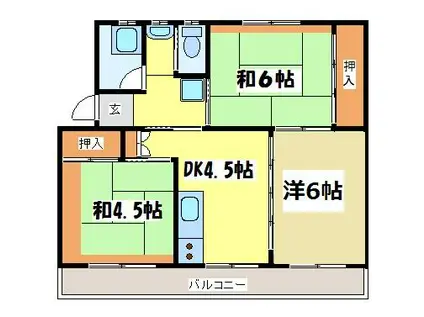 ノーブルつつじの丘I(3DK/3階)の間取り写真