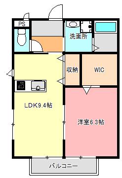 ドミール和合(1LDK/1階)の間取り写真