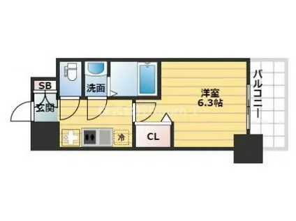 プレサンス大手前ピリオド(1K/3階)の間取り写真