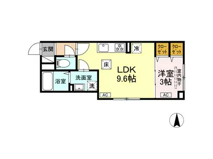 グラナーデ扇I C(1LDK/1階)の間取り写真