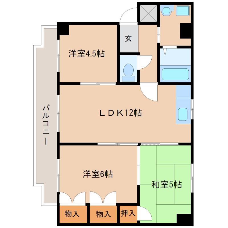 シェリール北園田(3LDK/3階)の間取り写真