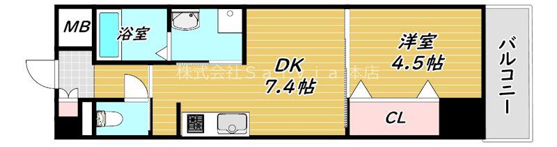 リアライズ深井駅前(1DK/7階)の間取り写真