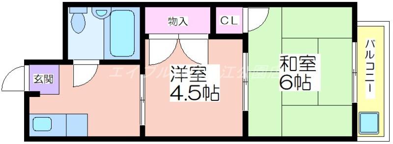 プリエールファミリー住之江御崎(2K/7階)の間取り写真