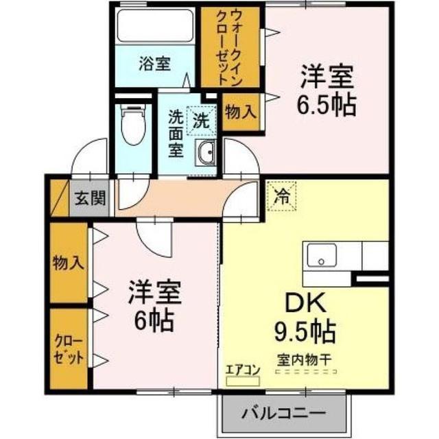 マローネB(2DK/2階)の間取り写真