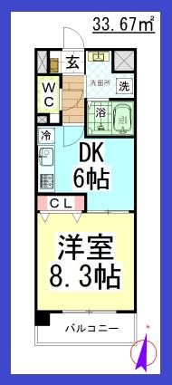 SF コンフォートプレイス(1DK/2階)の間取り写真