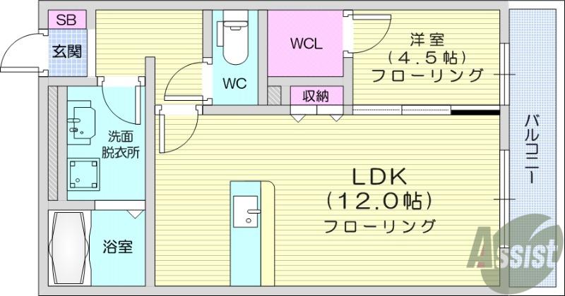 ハッピーホーム3番館(1LDK/3階)の間取り写真