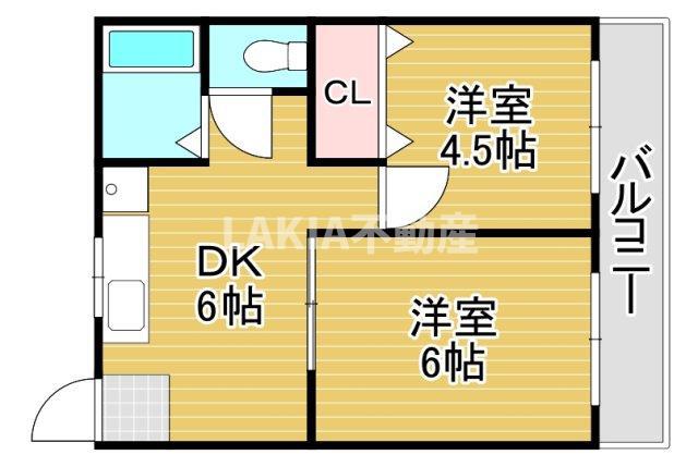 クリスタルハイツ(2DK/3階)の間取り写真
