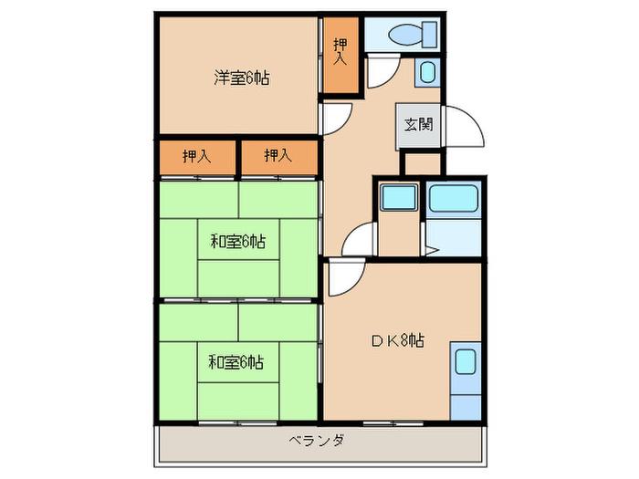 コーポ相生(3DK/4階)の間取り写真