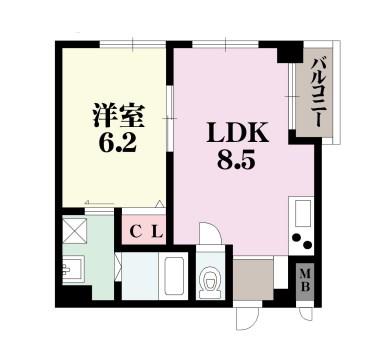 中天マンション(1LDK/3階)の間取り写真
