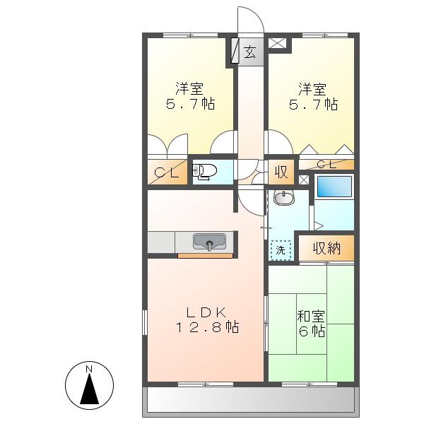 エルグランディールI(3LDK/1階)の間取り写真