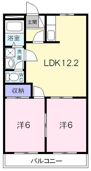 アンヘル・プリエール(2LDK/2階)の間取り写真