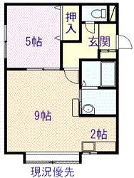 キャメロンIII(1LDK/1階)の間取り写真