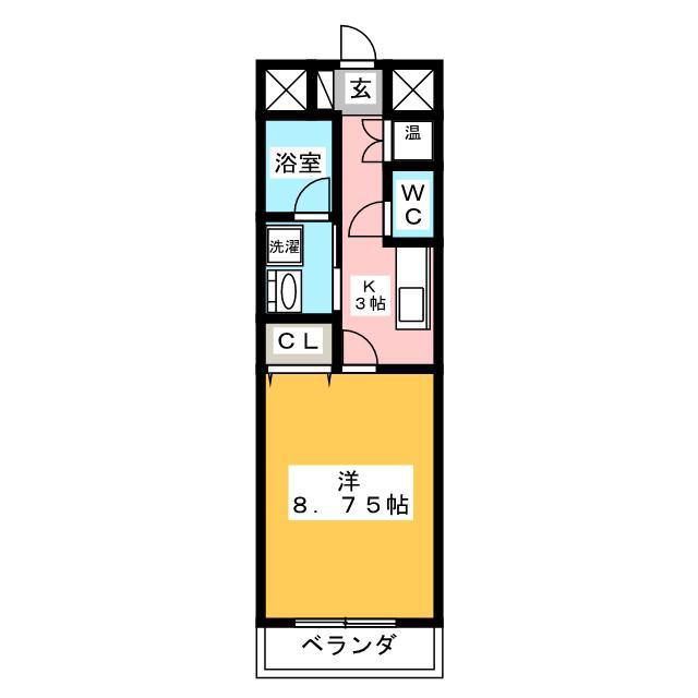 CASTLE HILLS 柳ケ瀬(1K/9階)の間取り写真