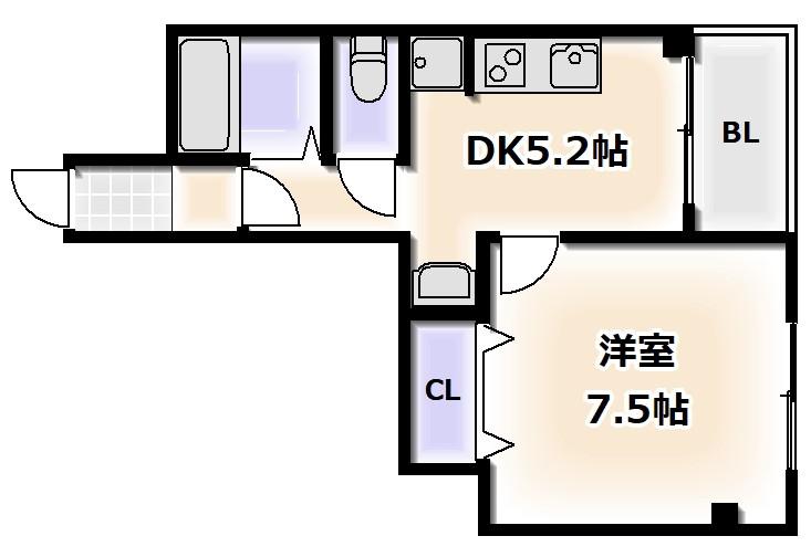 サンハイツ大領(1DK/2階)の間取り写真
