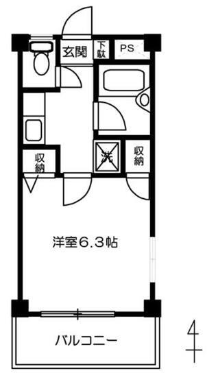 ハイム細井(1K/2階)の間取り写真