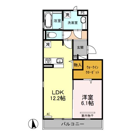 テルメ北石垣 大和(1LDK/1階)の間取り写真