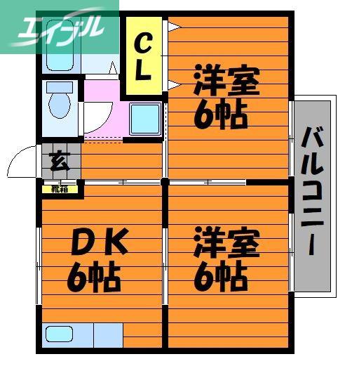 リージェント中庄 パートI(2DK/1階)の間取り写真