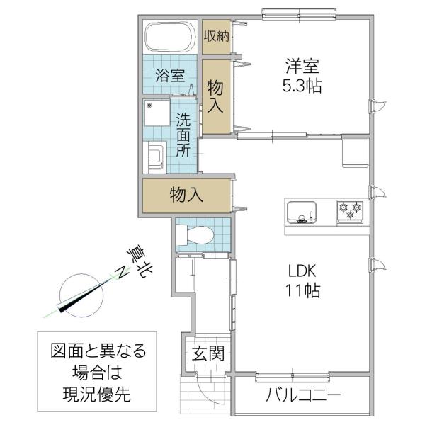 レーガベーネ緑岡(1LDK/1階)の間取り写真