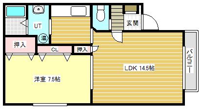 リバーサイドハイムII(1LDK/2階)の間取り写真
