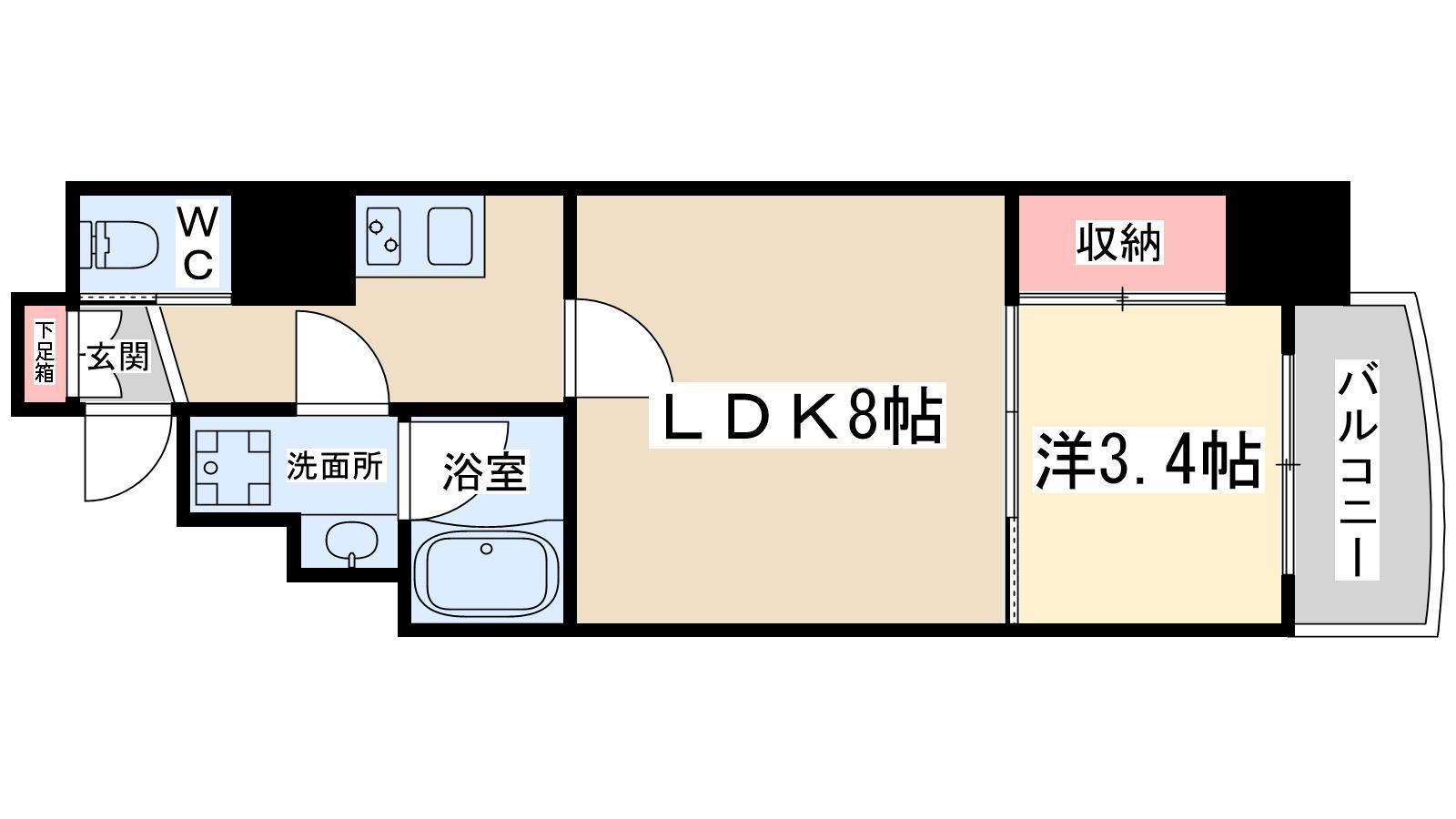 アプリーレ南森町(1LDK/9階)の間取り写真