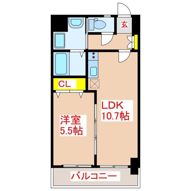パークサイド加治屋町(1LDK/3階)の間取り写真