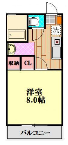 アマハウス(1K/2階)の間取り写真