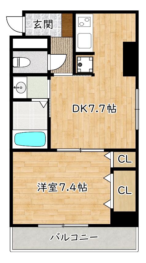 エムズコート(1DK/8階)の間取り写真